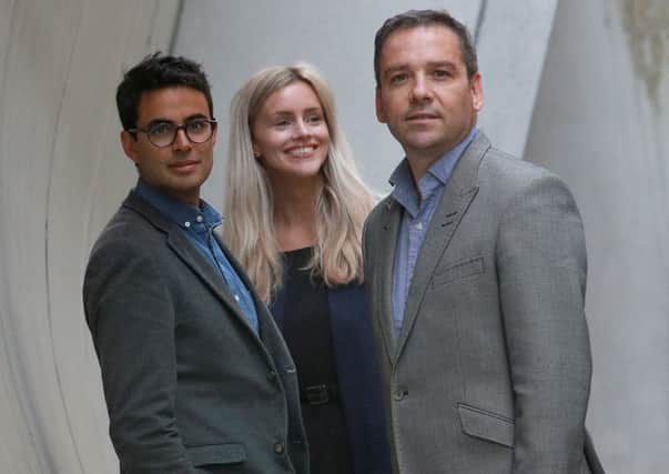From left: Joshua Ryan-Saha of The Data Lab with Georgia Boyle and Michael Young of MBN. Picture: Stewart Attwood