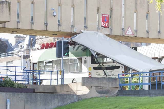 The driver of a Lothian Bus has been charged following a crash at the Western General Hospital. Picture; Ian Georgeson