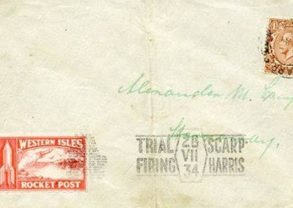 One of the letters packed into the rocket on the Scarp to Harris test in 1934. PIC: Museum na Eilean.