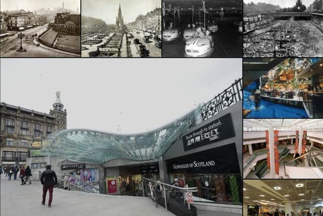 A collage of the Waverley Market site over the years.