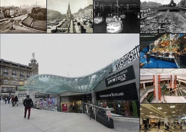 A collage of the Waverley Market site over the years.