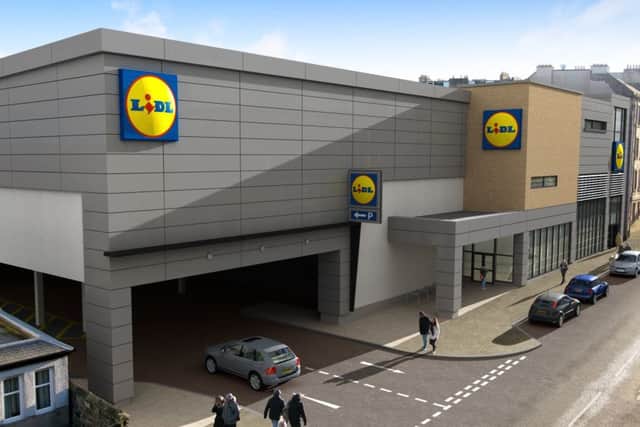 An artist's impression of the new Lidl planned for Easter Road