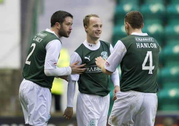 Tim Clancy, far left, would not be surprised to see Leigh Griffiths back in a Hibs shirt before his career is over. Pic: SNS