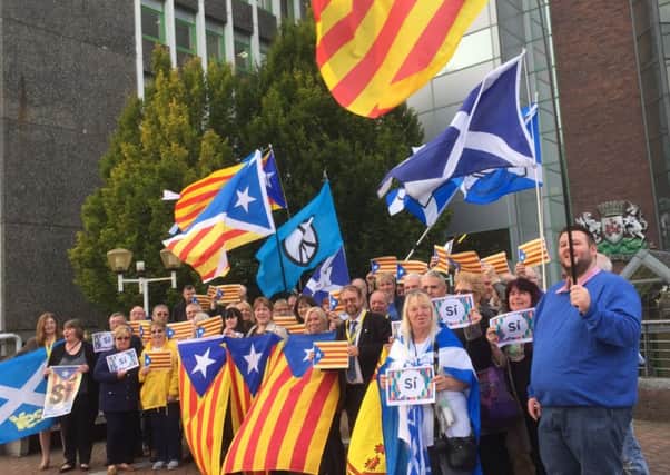 A rally showing support for Catalonia outside the Spanish consulate