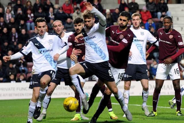 Hearts take on Dundee in a Scottish Premiership clash in November 2015. Picture: Lisa Ferguson
