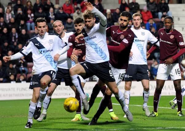 Hearts take on Dundee in a Scottish Premiership clash in November 2015. Picture: Lisa Ferguson