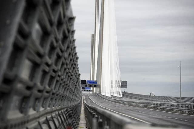 The Queensferry Crossing remained open in gusts that would have closed the Forth Road Bridge. Pic; Michael Gillen