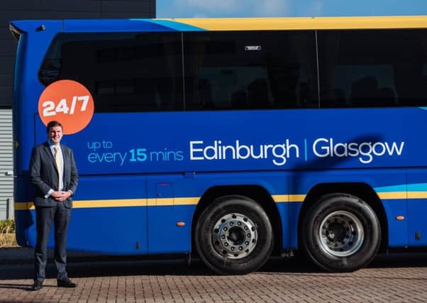 Scottish Citylink operations director Peter Knight launches the new 24/7 service between Edinburgh and Glasgow. Picture: CityLink