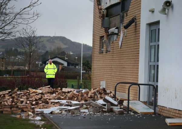 Storm Gertrude caused a collapsed wall at Oxgangs Primary School in Edinburgh last year. Picture: PA/Wire