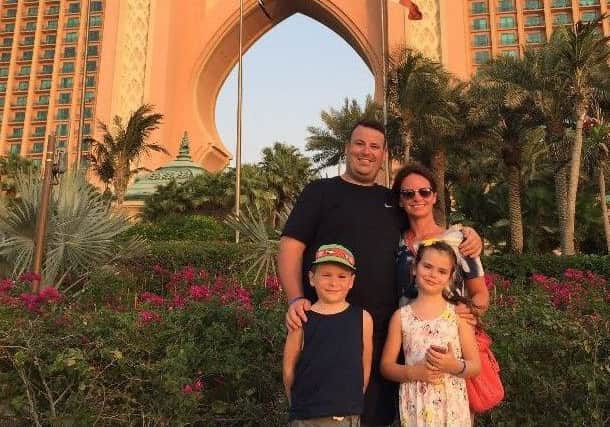 Billy Barclay and family on last year's trip to UAE