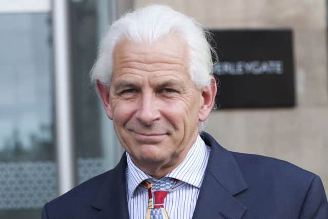 Andrew Fitchie leaving the tram enquiry today.