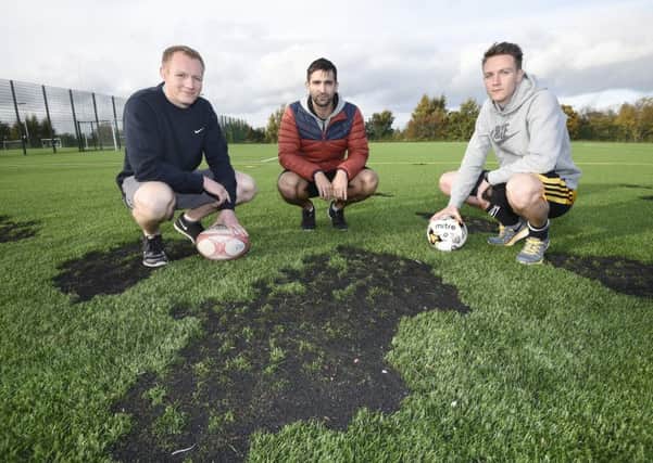 Portobello High School react after some of the sports pitches which were damaged after youths burned them