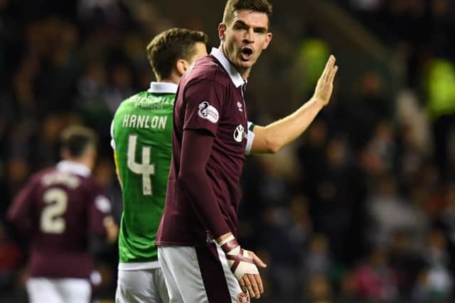 Kyle Lafferty cut an isolated figure up front for Hearts last night. Picture: SNS Group