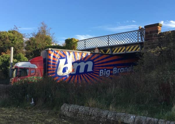 The lorry became trapped at around 3pm. Picture: Scott Cuthbertson