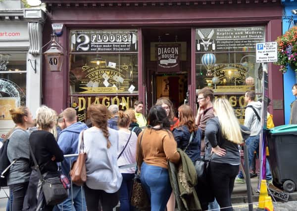 A crowd outside Andrew McRae's Harry Potter shop. Picture: Jon Savage