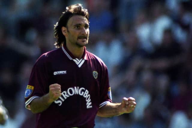 Stefano Salvatori celebrates as Hearts storm to a 4-1 victory over Aberdeen in August 1997. Picture: SNS Group