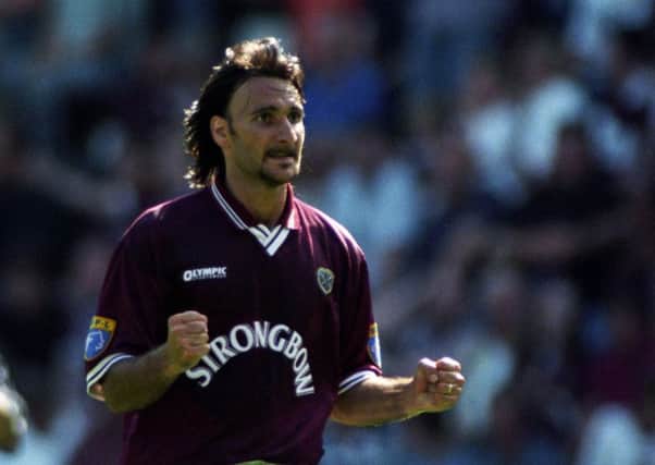 Stefano Salvatori celebrates as Hearts storm to a 4-1 victory over Aberdeen in August 1997. Picture: SNS Group