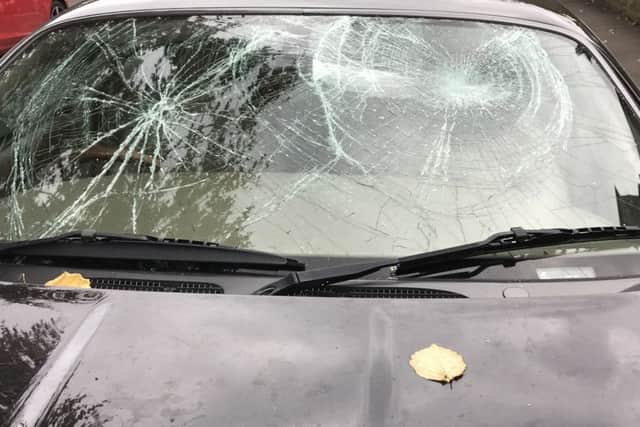 A vandalised car in Craighall Gardens