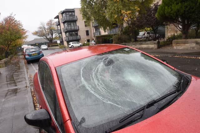 A number of cars sustained damage to their windscreens on a night of anti-social behaviour across the Capital. Picture: Greg Macvean