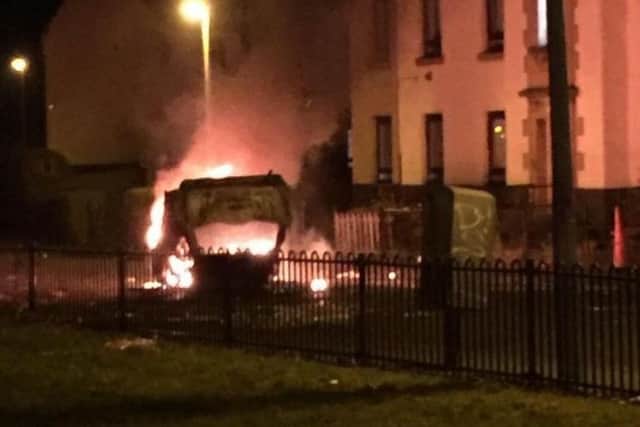Cars engulfed by flames in Pilton. Picture: contributed