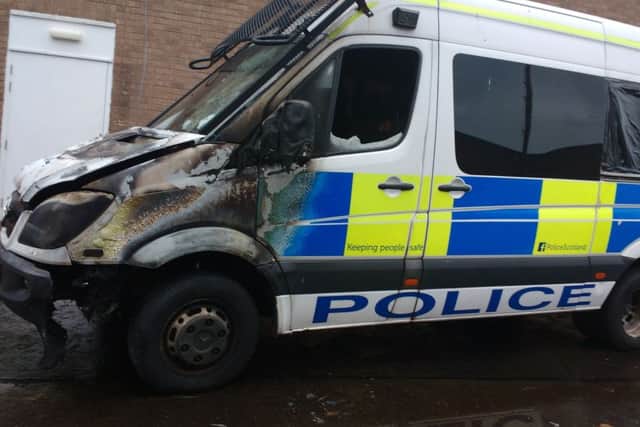 Police van photographed at Fettes