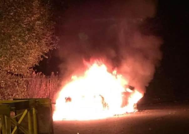 Cars burn close to gas works in Craigentinny on Bonfire Night
