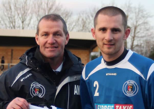Bo'ness manager Allan McGonigal and Will Snowdon