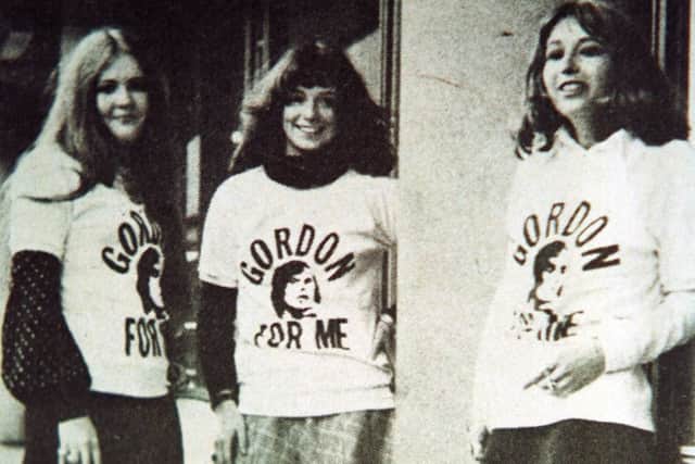 The Brown's Sugars, an un-named trio of girls who backed Gordon Brown's campaign to be elected rector of Edinburgh University in 1972. Picture: Contributed