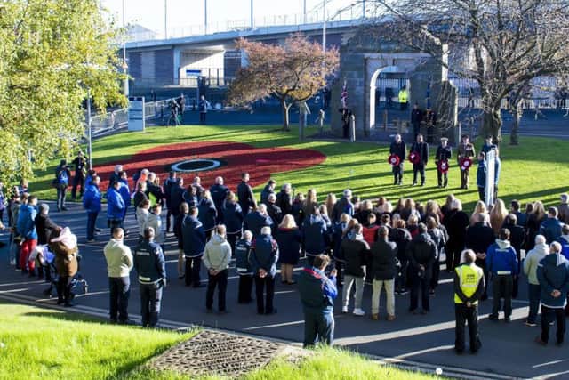 Representatives of the SRU, members of the Armed Forces and fans observed a minute's silence at Murrayfield Stadium. Pic credit: SNS Group/SRU Bill Murray.
