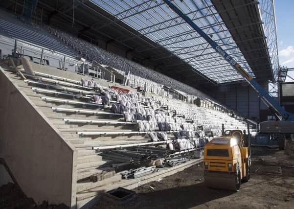 The new main stand at Tynecastle which is still unfinished. Picture: SNS
