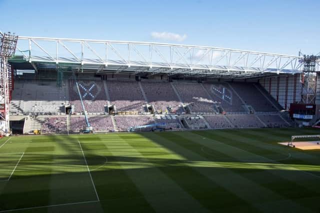 A general view of the new main stand at Tynecastle. Picture: SNS