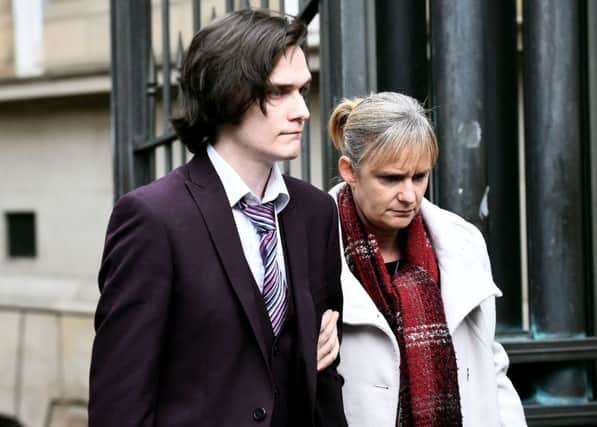 Scott Mckerral, pictured with his mother, was  found guilty of supplying class A drugs to French student Antoine Maury, 21, whose body was recoverd from Duddingston Loch in December last year. Picture: Lisa Ferguson.