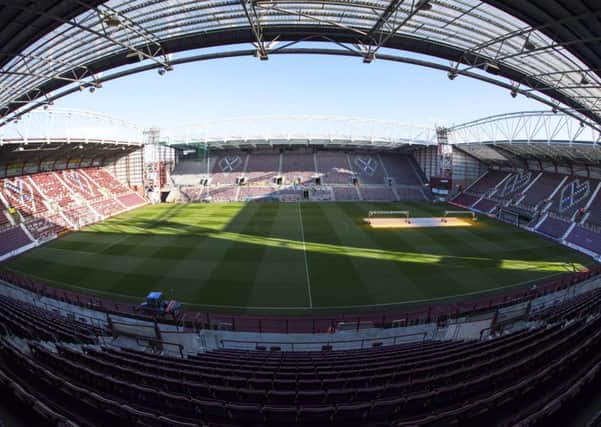 The new main stand looks resplendent at Tynecastle
