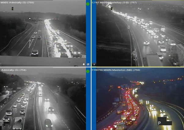 There are delays on 20 minutes on the approach to the Queensferry Crossing, Picture; Traffic Scotland