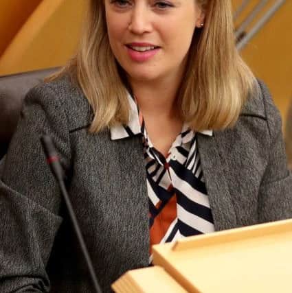 SNP's Jenny Gilruth, partner of former Scottish Labour leader Kezia Dugdale, in the main chamber of the Scottish Parliament, Edinburgh. Picture; PA