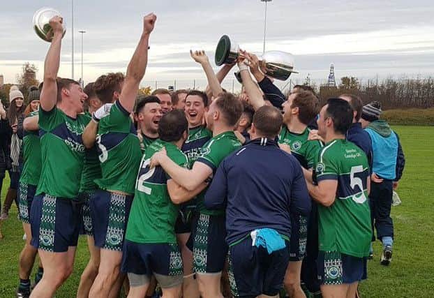 Connollys celebrate with the cup after securing their third British title. Picture: Contributed