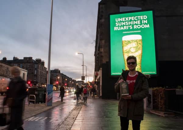 Ruari Kaylor complained on social media about a new Innis & Gunn billboard shining into his room and keeping him awake at night.