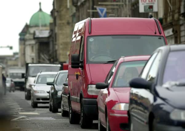 Heavy traffic on George Street, Edinburgh, which has been identified as one of the main sources of fuel emissions in the city.