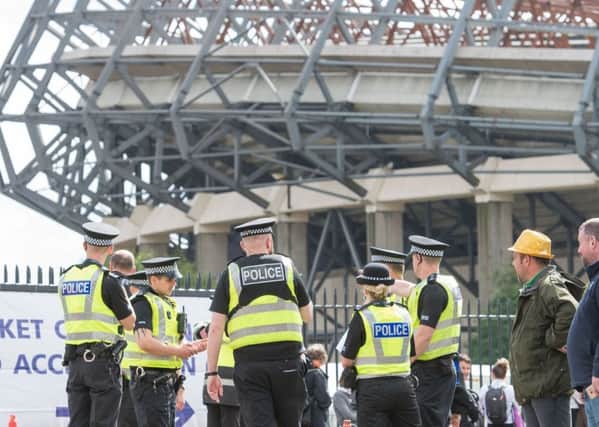 There was a heavy police presence outside of the gig at Murrayfield in June