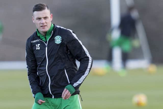 Hibs forward Anthony Stokes pictured at East Mains during a training session. Picture: SNS Group