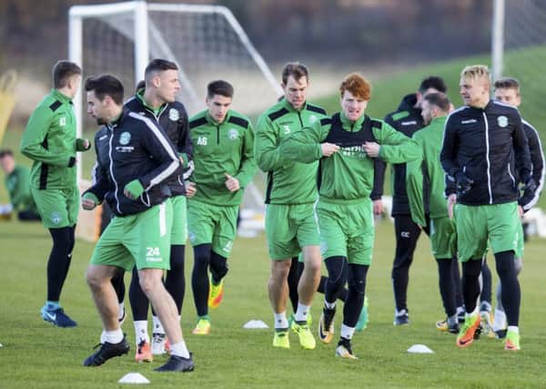 Hibs have been training hard for tomorrow's trip to Maryhill. Picture: SNS Group
