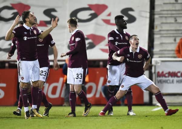 Jamie Walker, right, scored for Hearts against Hamilton. Pic: SNS