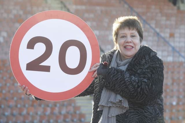 Edinburgh Council 20mph zones were rolled out at the start of 2017. Pictured;  Lesley Hinds. Pic; Greg Mcvean