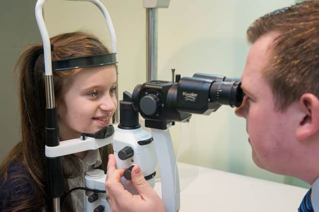 9 Year Old Ava Dovesi had her condition identified by an optometrist at Specsavers Mornignside. Picture; Ian Georgeson