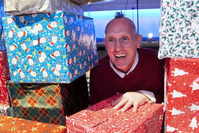 Kevin Chalmers, Destiny street impact coordinator with Christmas hampers ready for donation