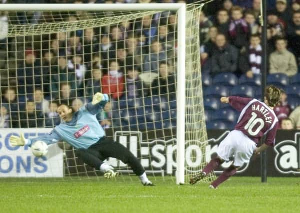 Paul Hartley scores for Hearts but the goal is disallowed