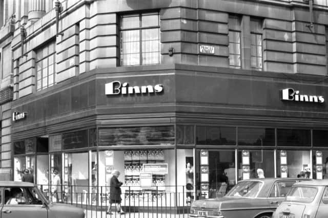 Exterior of Binns department store in Princes Street Edinburgh, to have its name changed to House of Fraser in May 1976.