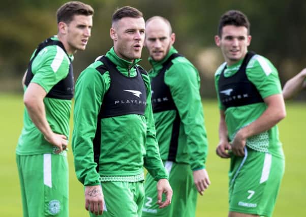 Anthony Stokes seen during a Hibs training session at East Mains. Picture: SNS Group