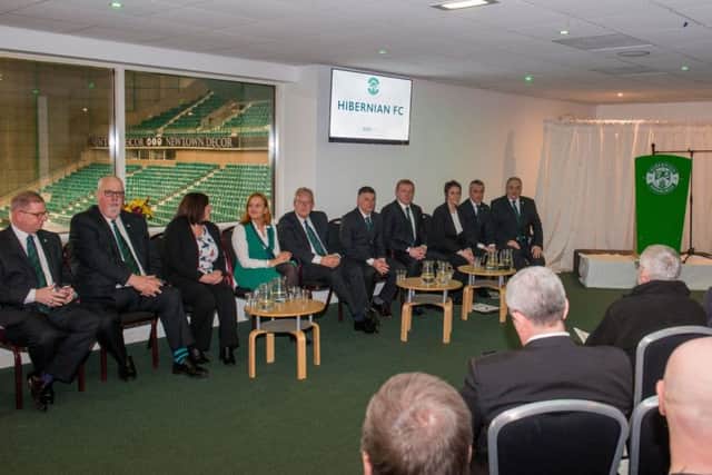 Head coach Neil Lennon spoke alongside members of the Hibs board at last nights annual shareholders meeting at Easter Road. Pic: Ian Georgeson