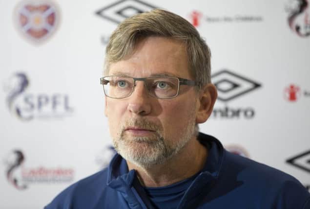 Hearts manager Craig Levein speaks to the press at the Oriam ahead of his side's match with Motherwell. Picture: SNS Group